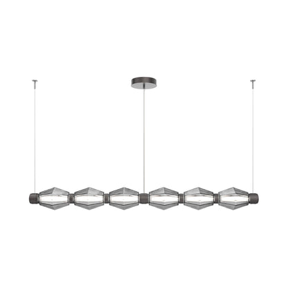 Aalto Mandrel Linear LED Chandelier in Graphite/Smoke Blown Glass (72.6-Inch).