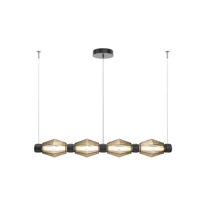 Aalto Mandrel Linear LED Chandelier in Matte Black/Bronze Blown Glass (53.3-Inch).
