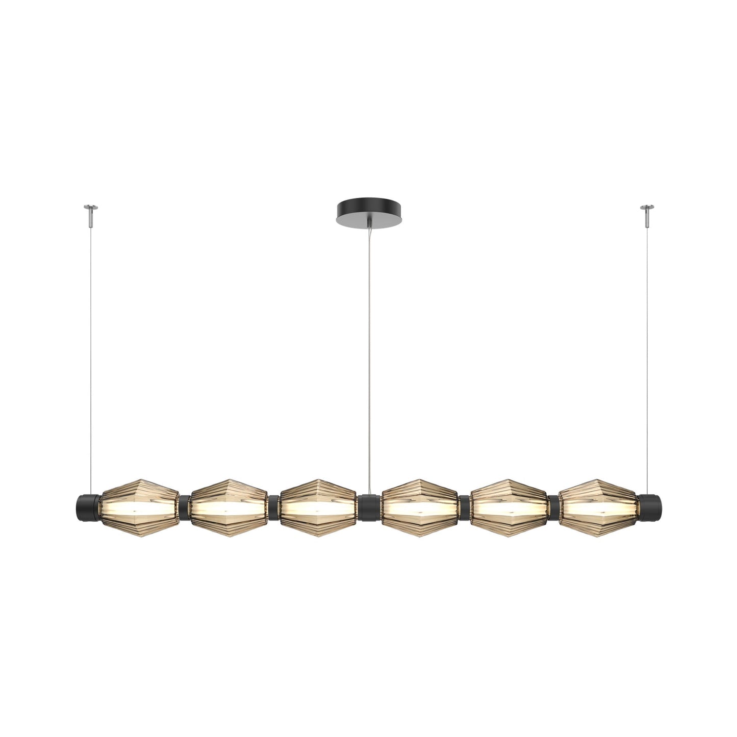 Aalto Mandrel Linear LED Chandelier in Matte Black/Bronze Blown Glass (72.6-Inch).