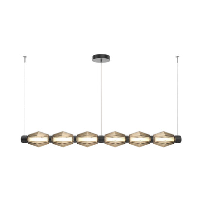 Aalto Mandrel Linear LED Chandelier in Matte Black/Bronze Blown Glass (72.6-Inch).
