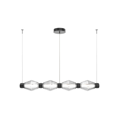 Aalto Mandrel Linear LED Chandelier in Matte Black/Clear Blown Glass (53.3-Inch).