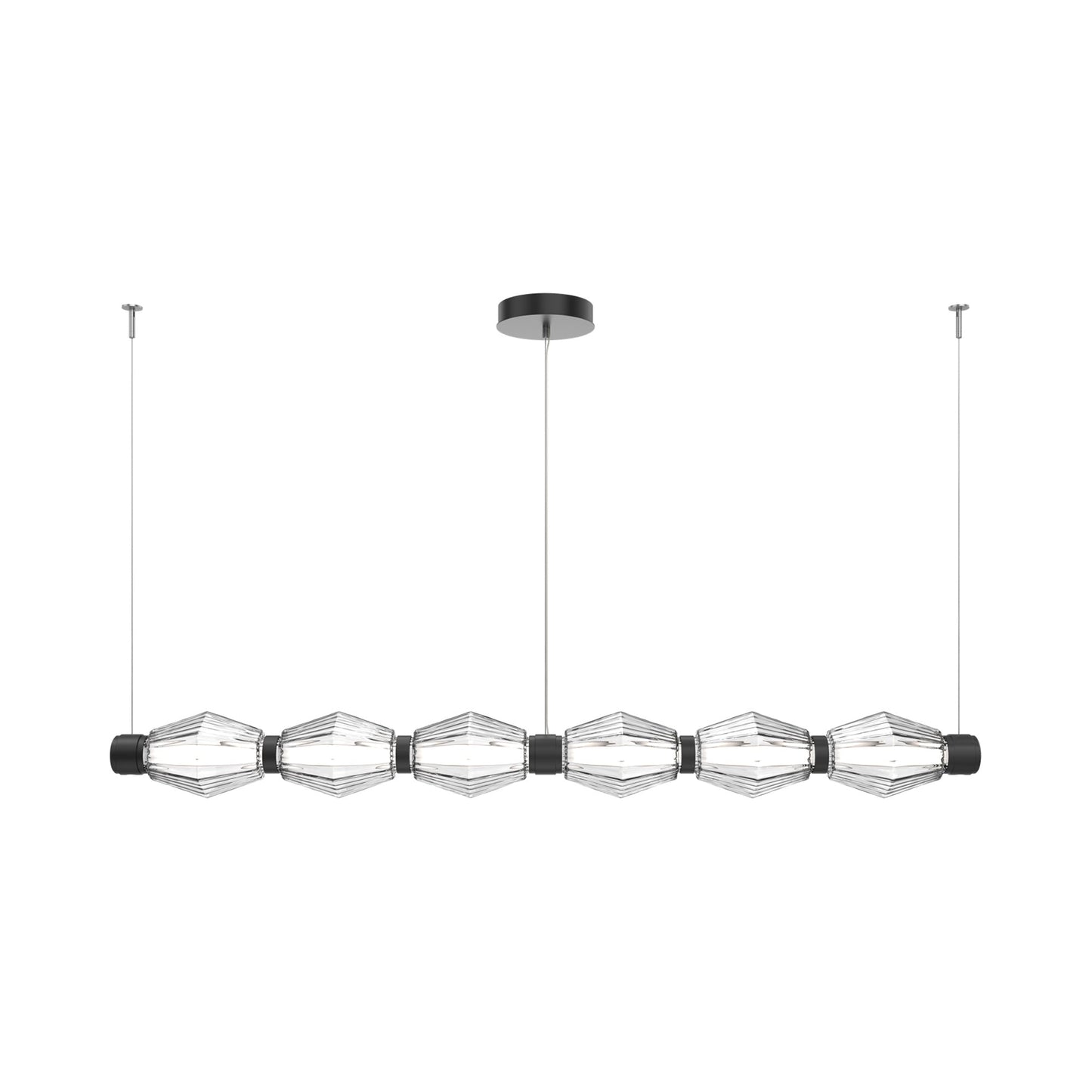 Aalto Mandrel Linear LED Chandelier in Matte Black/Clear Blown Glass (72.6-Inch).