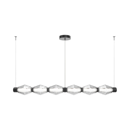 Aalto Mandrel Linear LED Chandelier in Matte Black/Clear Blown Glass (72.6-Inch).