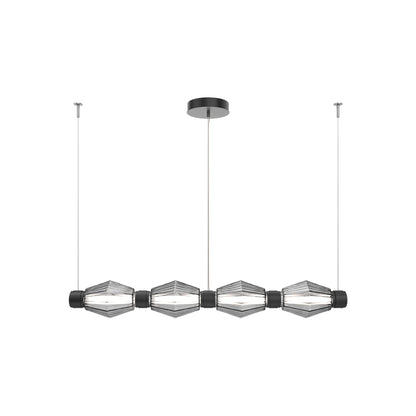 Aalto Mandrel Linear LED Chandelier in Matte Black/Smoke Blown Glass (53.3-Inch).