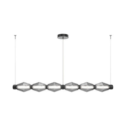 Aalto Mandrel Linear LED Chandelier in Matte Black/Smoke Blown Glass (72.6-Inch).