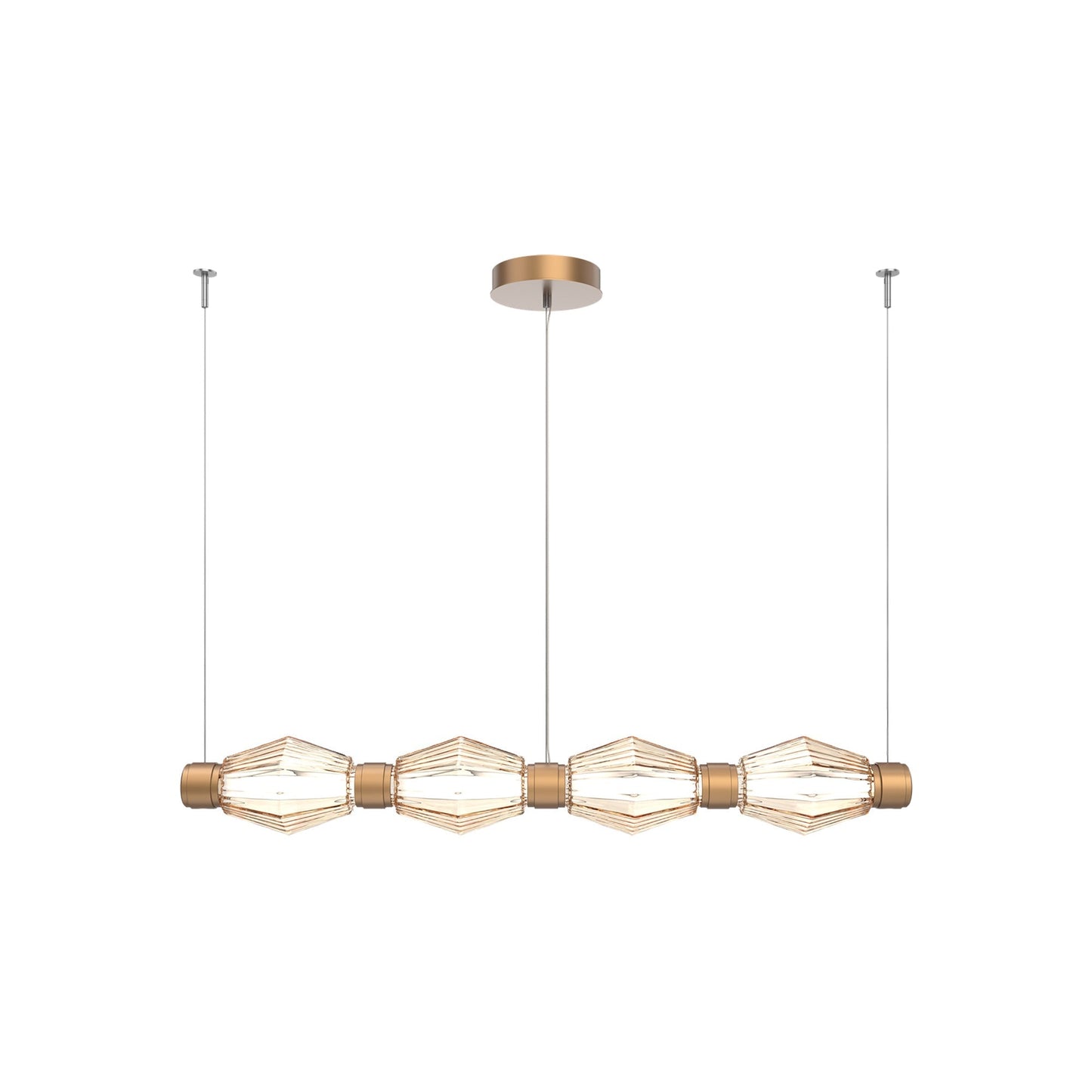 Aalto Mandrel Linear LED Chandelier in Novel Brass/Amber Blown Glass (53.3-Inch).