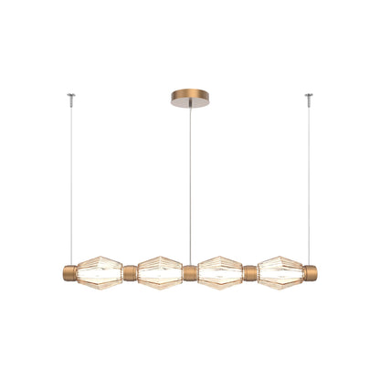 Aalto Mandrel Linear LED Chandelier in Novel Brass/Amber Blown Glass (53.3-Inch).