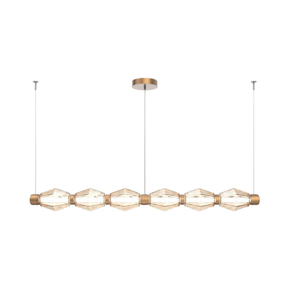 Aalto Mandrel Linear LED Chandelier in Novel Brass/Amber Blown Glass (72.6-Inch).