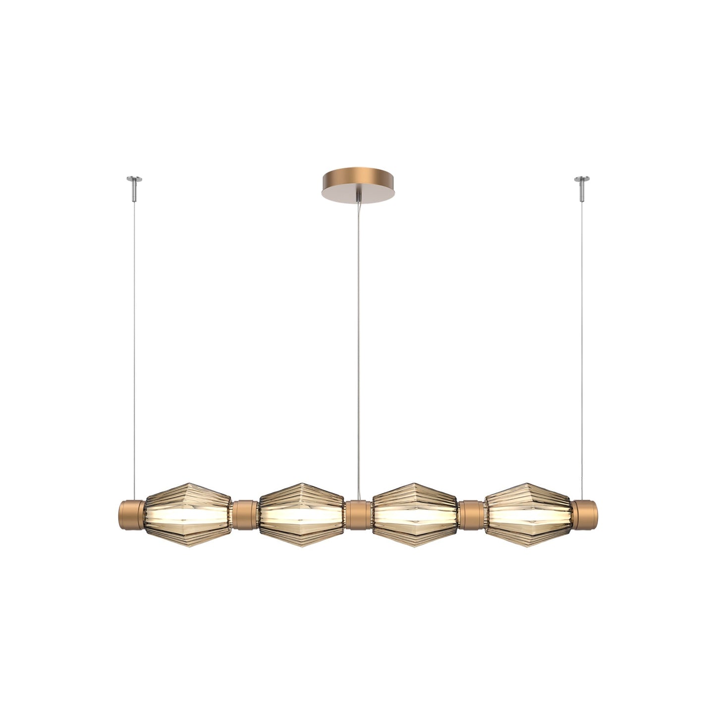 Aalto Mandrel Linear LED Chandelier in Novel Brass/Bronze Blown Glass (53.3-Inch).