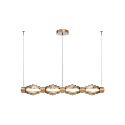 Aalto Mandrel Linear LED Chandelier in Novel Brass/Bronze Blown Glass (53.3-Inch).