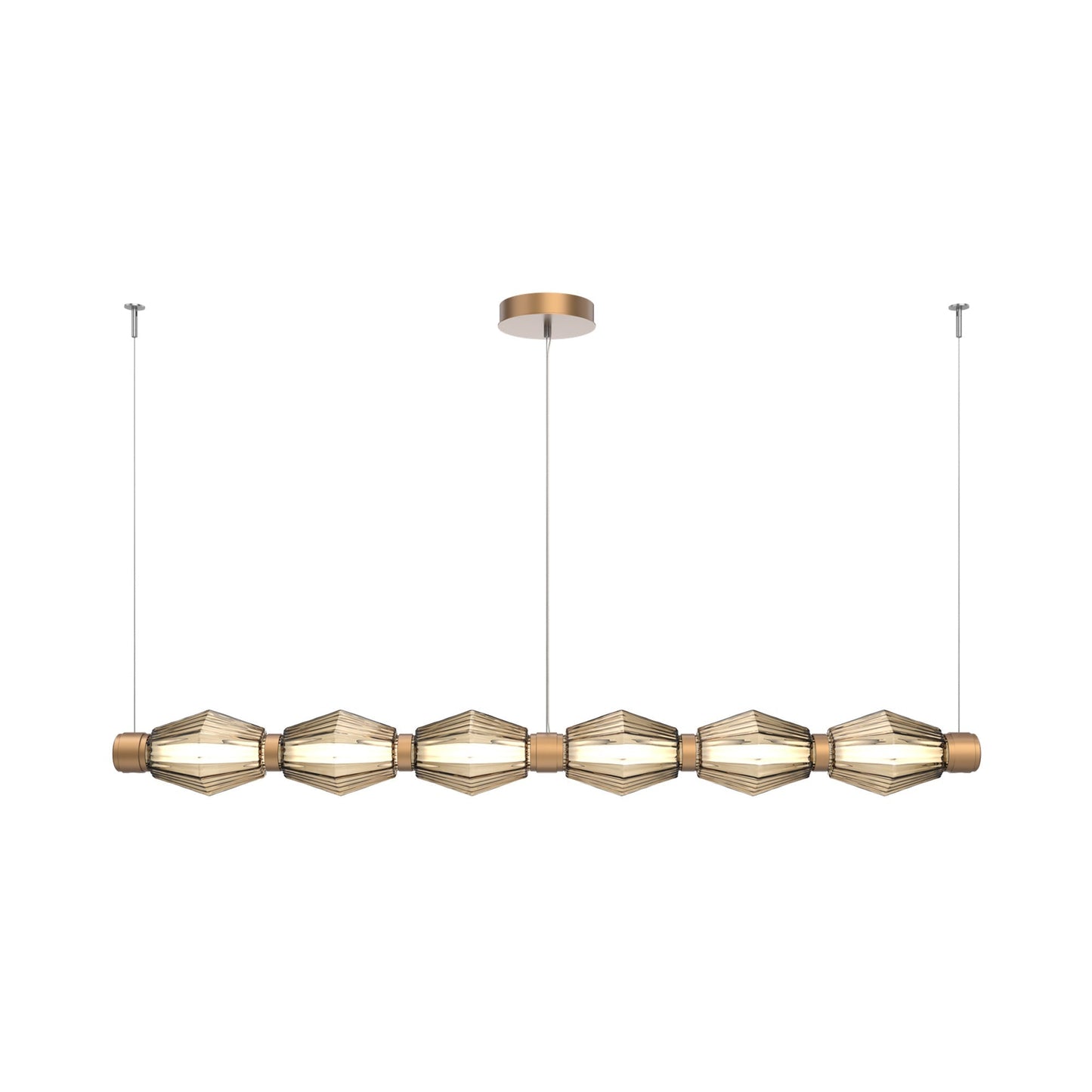 Aalto Mandrel Linear LED Chandelier in Novel Brass/Bronze Blown Glass (72.6-Inch).