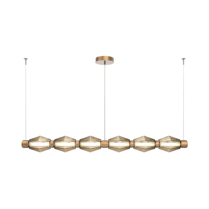 Aalto Mandrel Linear LED Chandelier in Novel Brass/Bronze Blown Glass (72.6-Inch).