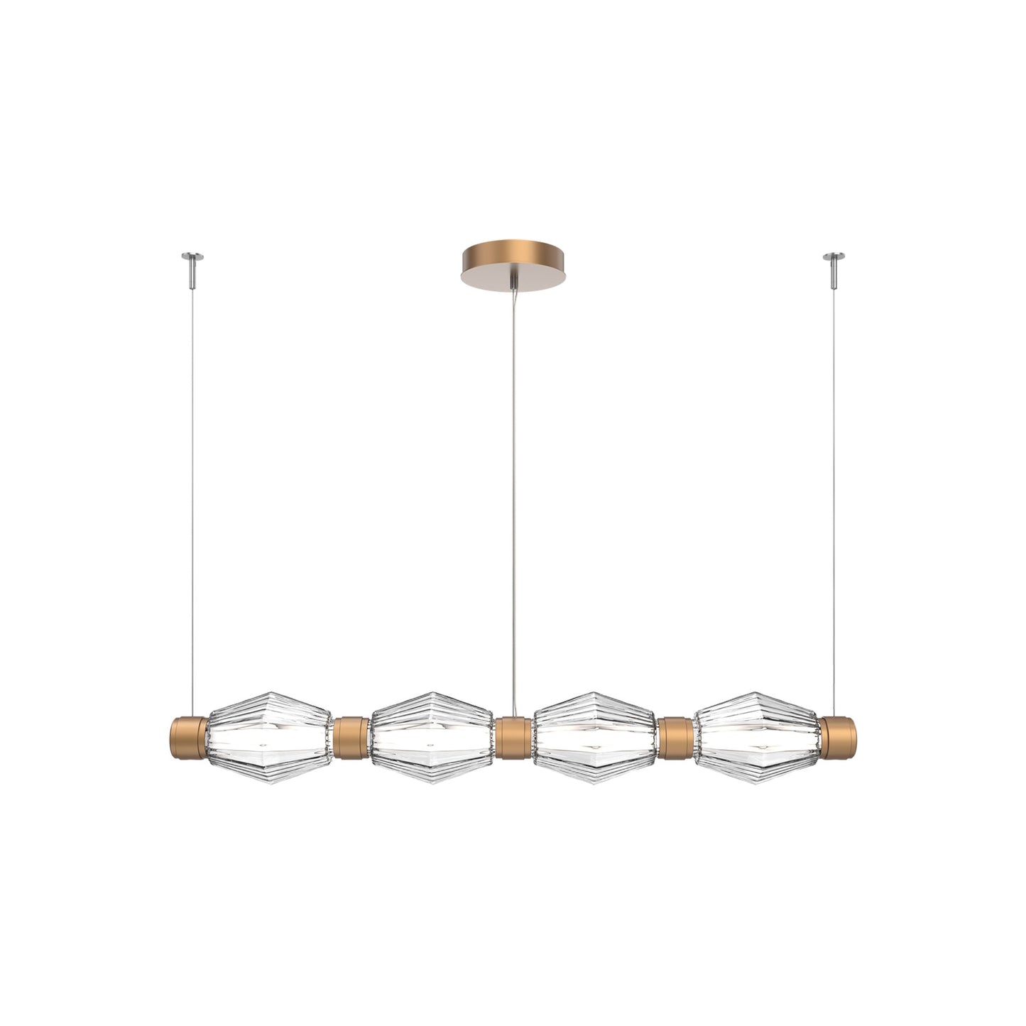 Aalto Mandrel Linear LED Chandelier in Novel Brass/Clear Blown Glass (53.3-Inch).