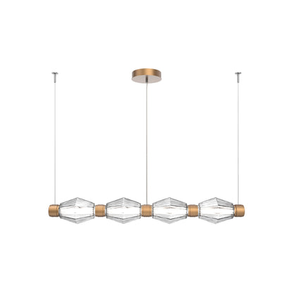 Aalto Mandrel Linear LED Chandelier in Novel Brass/Clear Blown Glass (53.3-Inch).