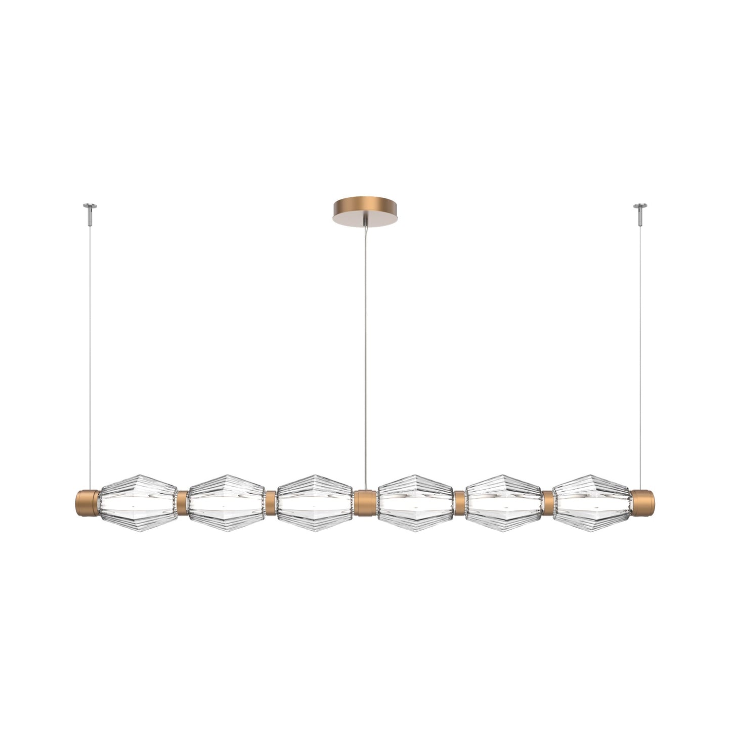 Aalto Mandrel Linear LED Chandelier in Novel Brass/Clear Blown Glass (72.6-Inch).