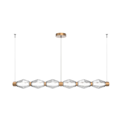 Aalto Mandrel Linear LED Chandelier in Novel Brass/Clear Blown Glass (72.6-Inch).