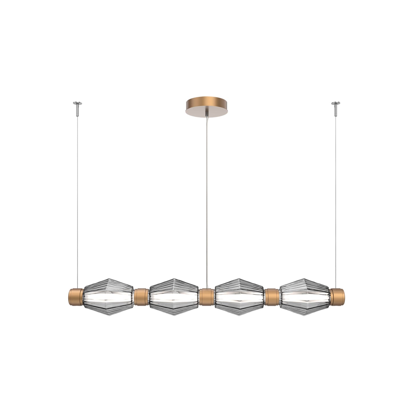 Aalto Mandrel Linear LED Chandelier in Novel Brass/Smoke Blown Glass (53.3-Inch).