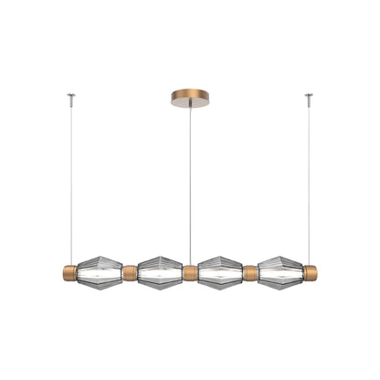 Aalto Mandrel Linear LED Chandelier in Novel Brass/Smoke Blown Glass (53.3-Inch).