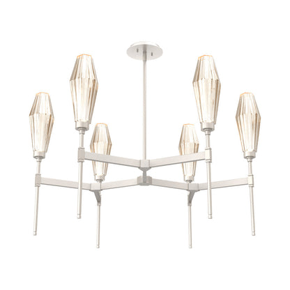 Aalto Round Belvedere LED Chandelier in Beige Silver/Amber Blown Glass.