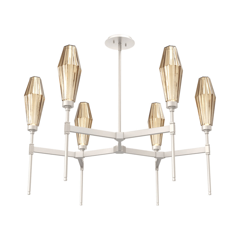 Aalto Round Belvedere LED Chandelier in Beige Silver/Bronze Blown Glass.