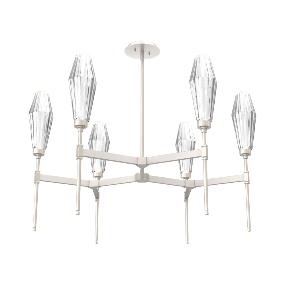 Aalto Round Belvedere LED Chandelier in Beige Silver/Clear Blown Glass.