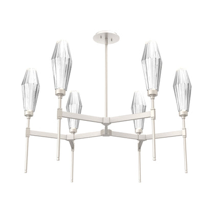 Aalto Round Belvedere LED Chandelier in Beige Silver/Clear Blown Glass.