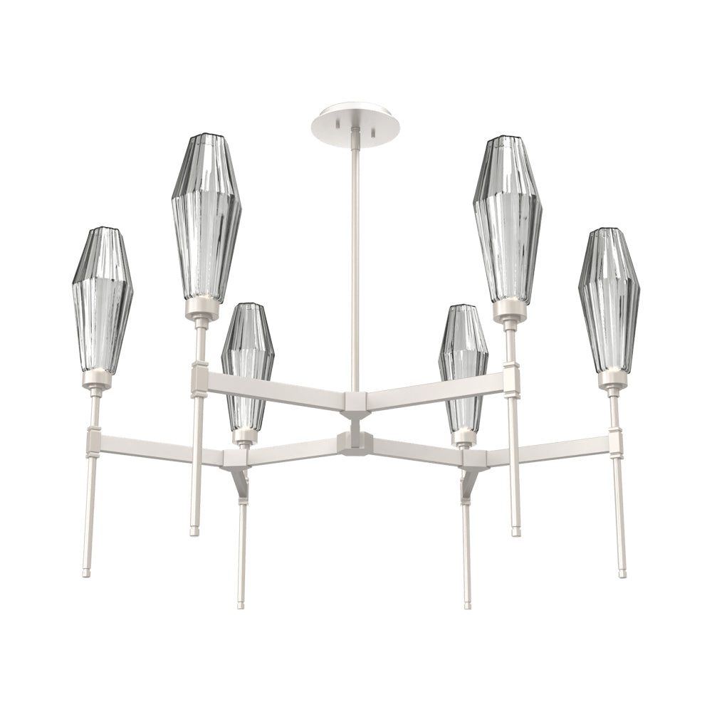 Aalto Round Belvedere LED Chandelier in Beige Silver/Smoke Blown Glass.