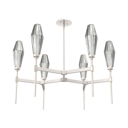 Aalto Round Belvedere LED Chandelier in Beige Silver/Smoke Blown Glass.