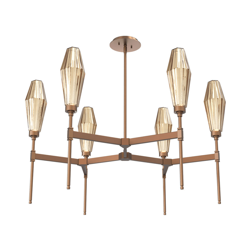 Aalto Round Belvedere LED Chandelier in Burnished Bronze/Bronze Blown Glass.