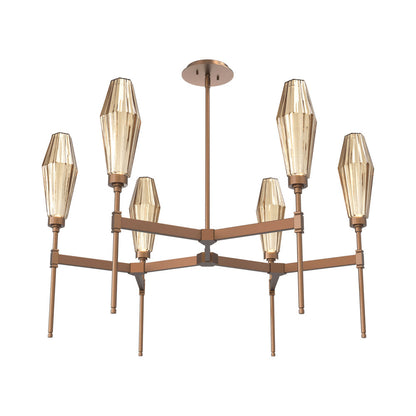 Aalto Round Belvedere LED Chandelier in Burnished Bronze/Bronze Blown Glass.