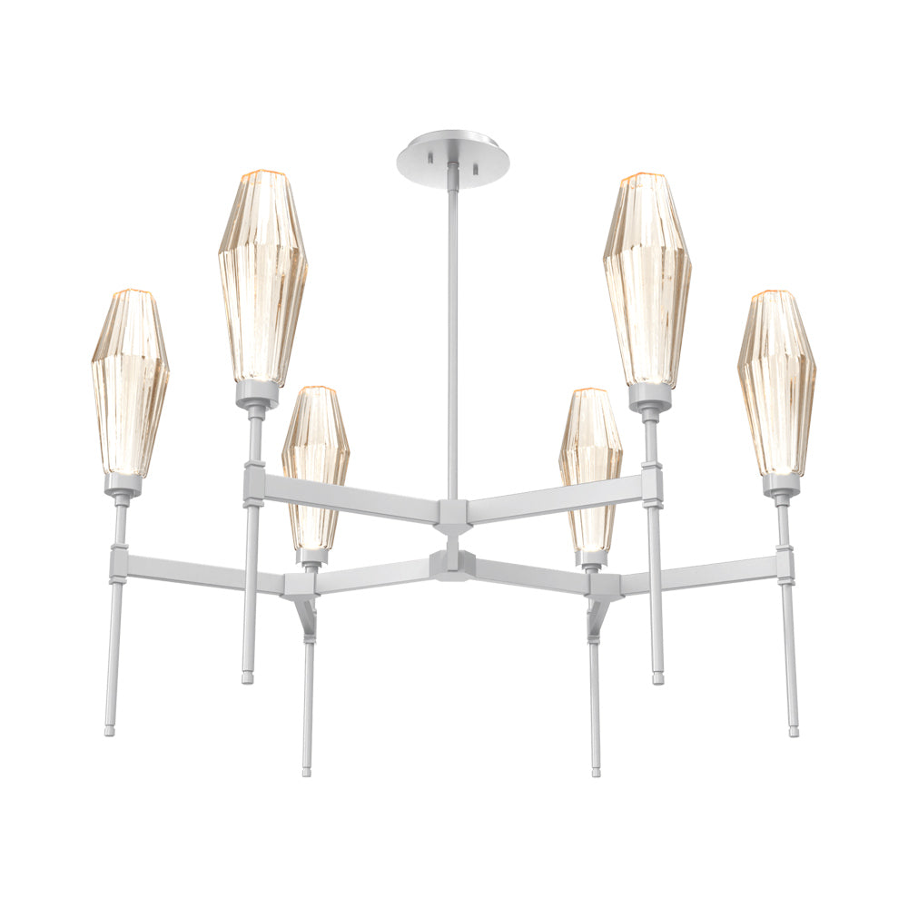 Aalto Round Belvedere LED Chandelier in Classic Silver/Amber Blown Glass.