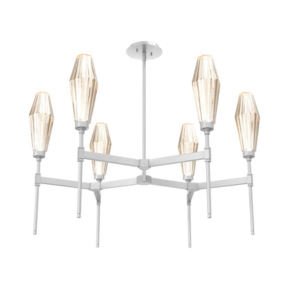 Aalto Round Belvedere LED Chandelier in Classic Silver/Amber Blown Glass.