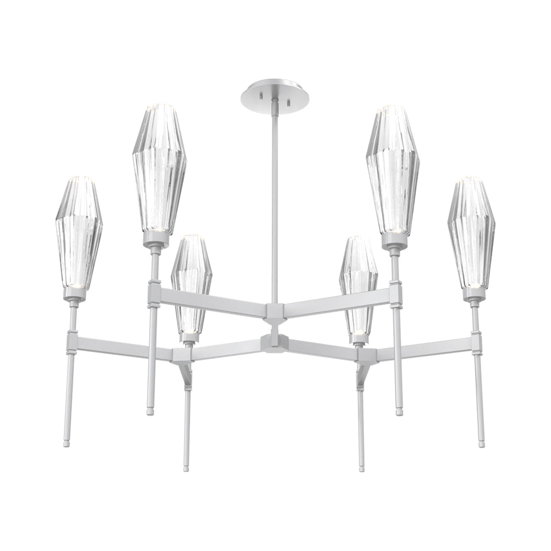 Aalto Round Belvedere LED Chandelier in Classic Silver/Clear Blown Glass.