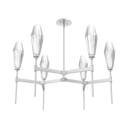 Aalto Round Belvedere LED Chandelier in Classic Silver/Clear Blown Glass.