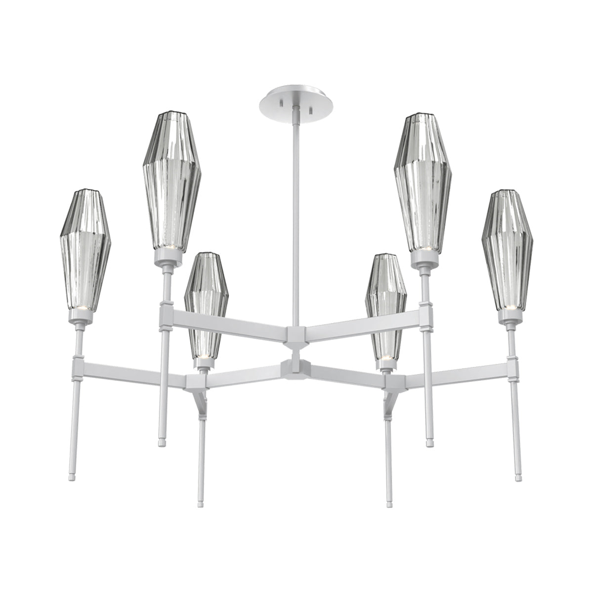 Aalto Round Belvedere LED Chandelier in Classic Silver/Smoke Blown Glass.
