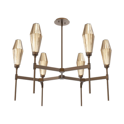 Aalto Round Belvedere LED Chandelier in Flat Bronze/Bronze Blown Glass.