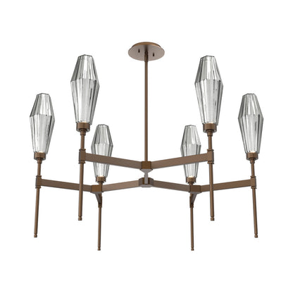 Aalto Round Belvedere LED Chandelier in Flat Bronze/Smoke Blown Glass.