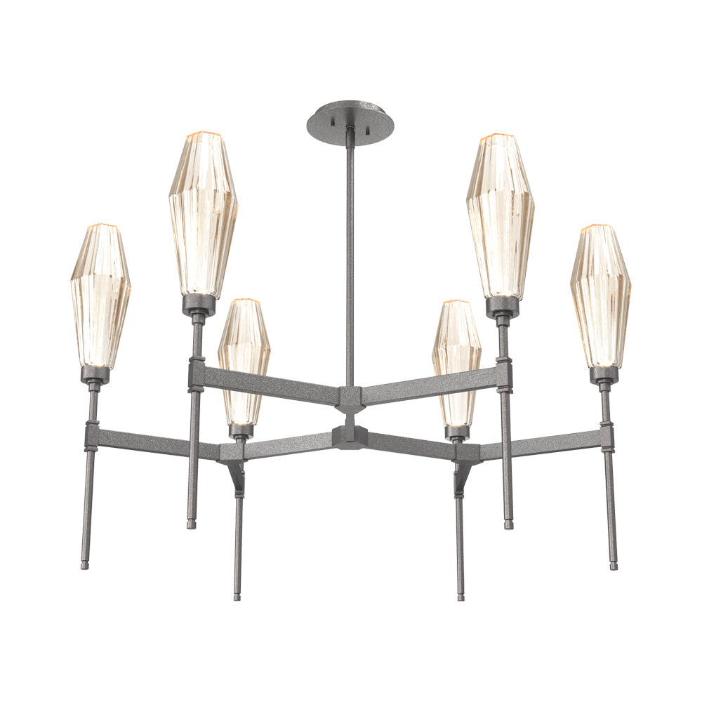 Aalto Round Belvedere LED Chandelier in Graphite/Amber Blown Glass.