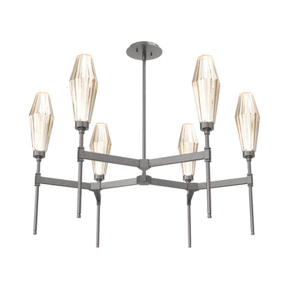 Aalto Round Belvedere LED Chandelier in Graphite/Amber Blown Glass.