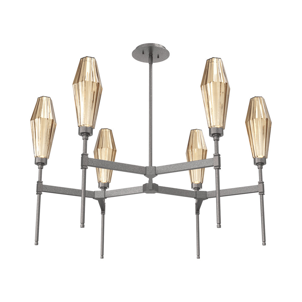 Aalto Round Belvedere LED Chandelier in Graphite/Bronze Blown Glass.