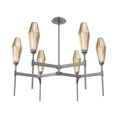 Aalto Round Belvedere LED Chandelier in Graphite/Bronze Blown Glass.