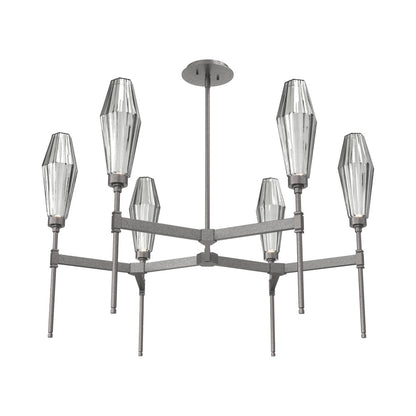 Aalto Round Belvedere LED Chandelier in Graphite/Smoke Blown Glass.