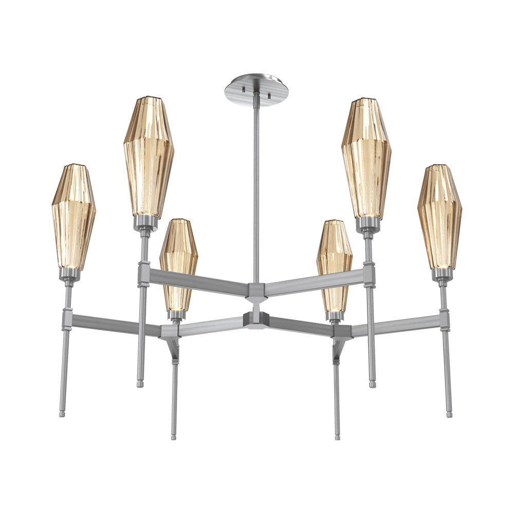 Aalto Round Belvedere LED Chandelier in Gunmetal/Bronze Blown Glass.