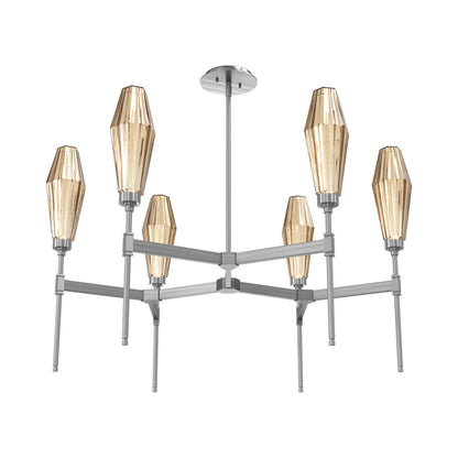 Aalto Round Belvedere LED Chandelier in Gunmetal/Bronze Blown Glass.