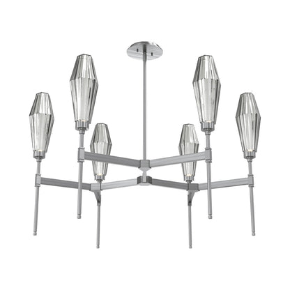 Aalto Round Belvedere LED Chandelier in Gunmetal/Smoke Blown Glass.