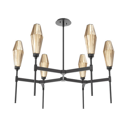 Aalto Round Belvedere LED Chandelier in Matte Black/Bronze Blown Glass.
