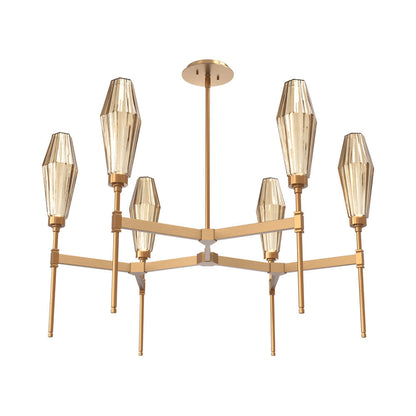 Aalto Round Belvedere LED Chandelier in Novel Brass/Bronze Blown Glass.