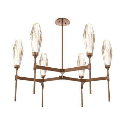 Aalto Round Belvedere LED Chandelier in Oil Rubbed Bronze/Amber Blown Glass.