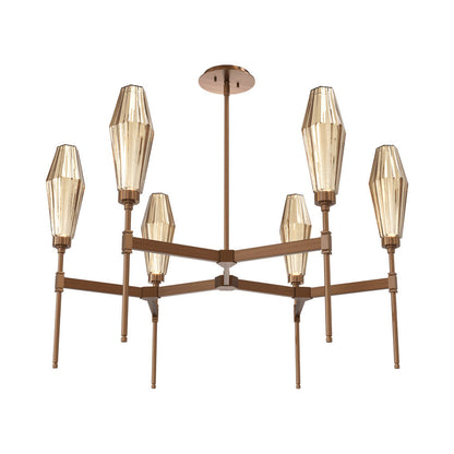 Aalto Round Belvedere LED Chandelier in Oil Rubbed Bronze/Bronze Blown Glass.