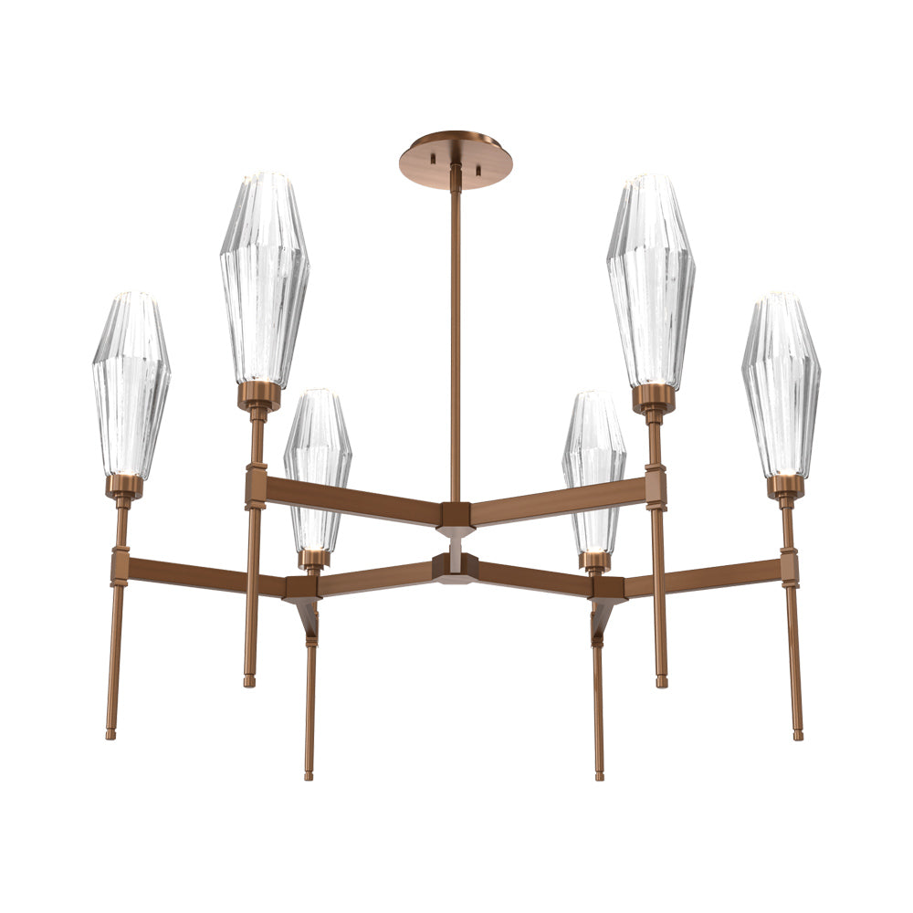 Aalto Round Belvedere LED Chandelier in Oil Rubbed Bronze/Clear Blown Glass.